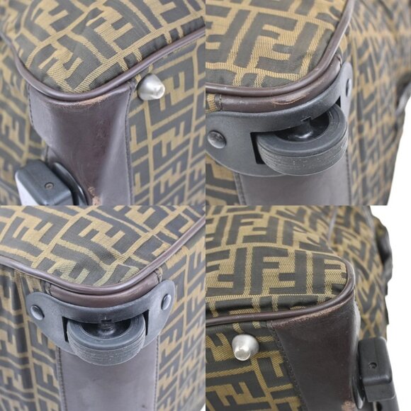 FENDI Zucca Rolling Duffel Bag Trolley Case Canvas Leather Brown SHW 70KB650 - Picture 8 of 16